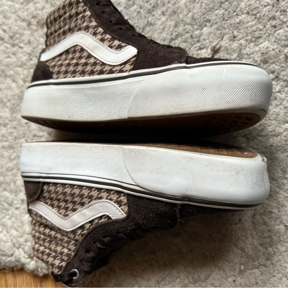 Vans: Brown Cream Tan Plaid Mix Filmore Hi Platform Sneakers Women's Size 6 - Picture 5 of 14